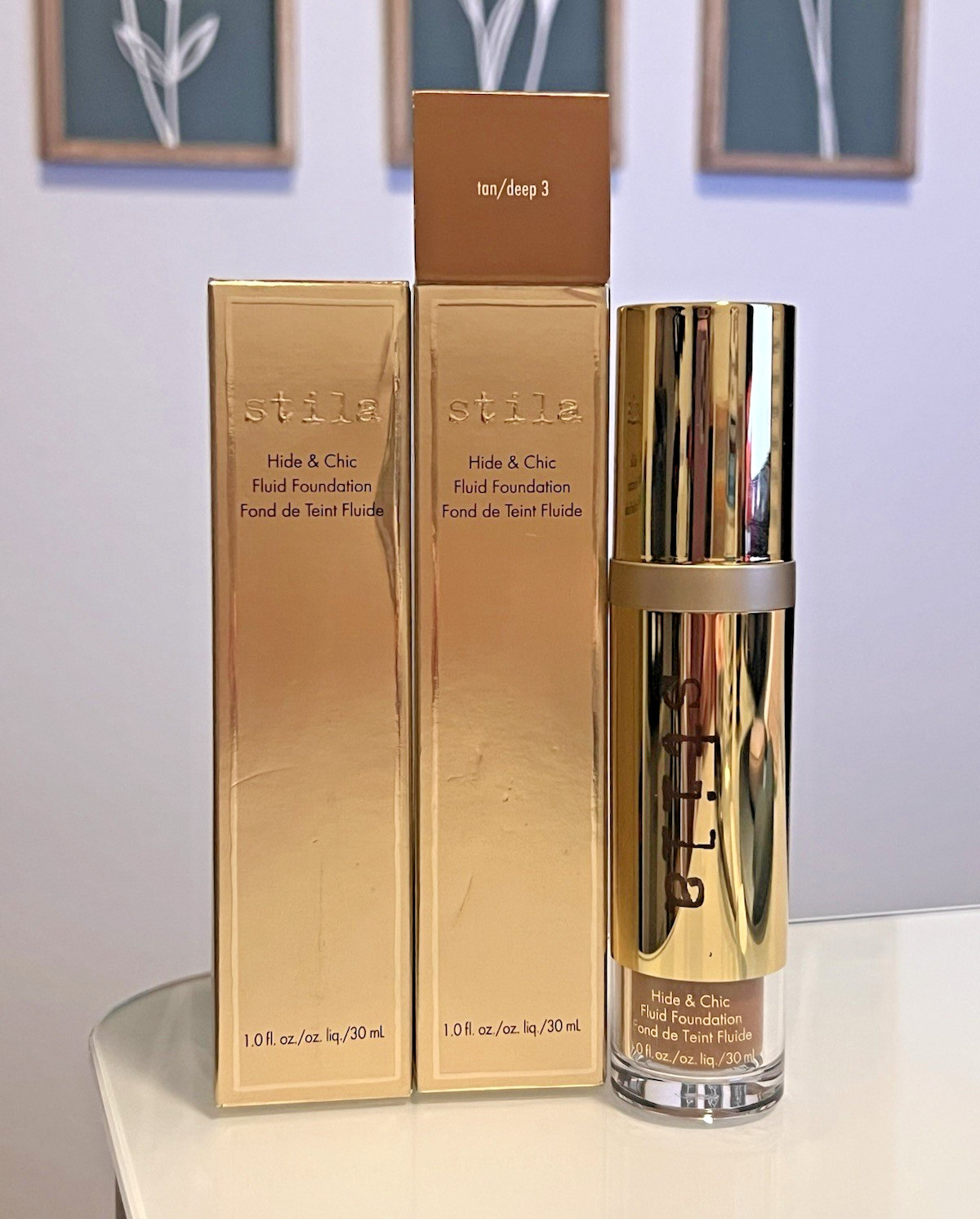 2x Stila Hide & Chic Fluid Foundation Tan/Deep 3, 1.0 fl oz / 30 mL