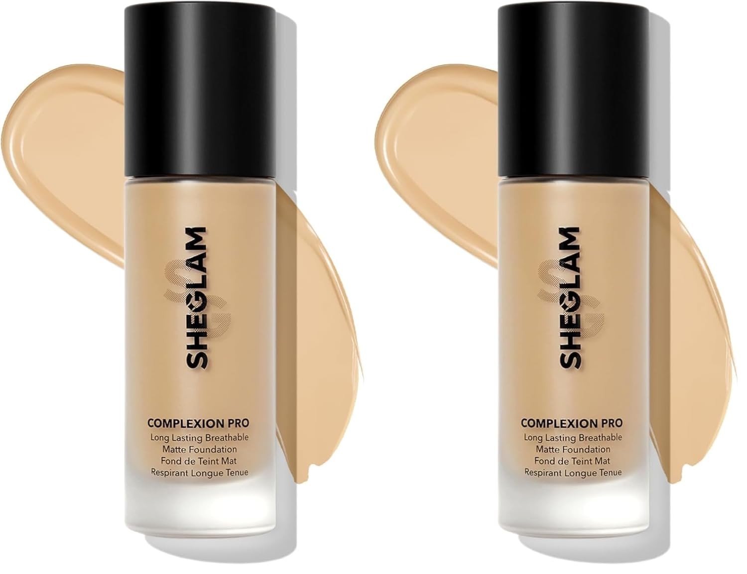2 SHEGLAM Full Coverage Foundation Waterproof Matte Dewy Liquid Foundation Sand
