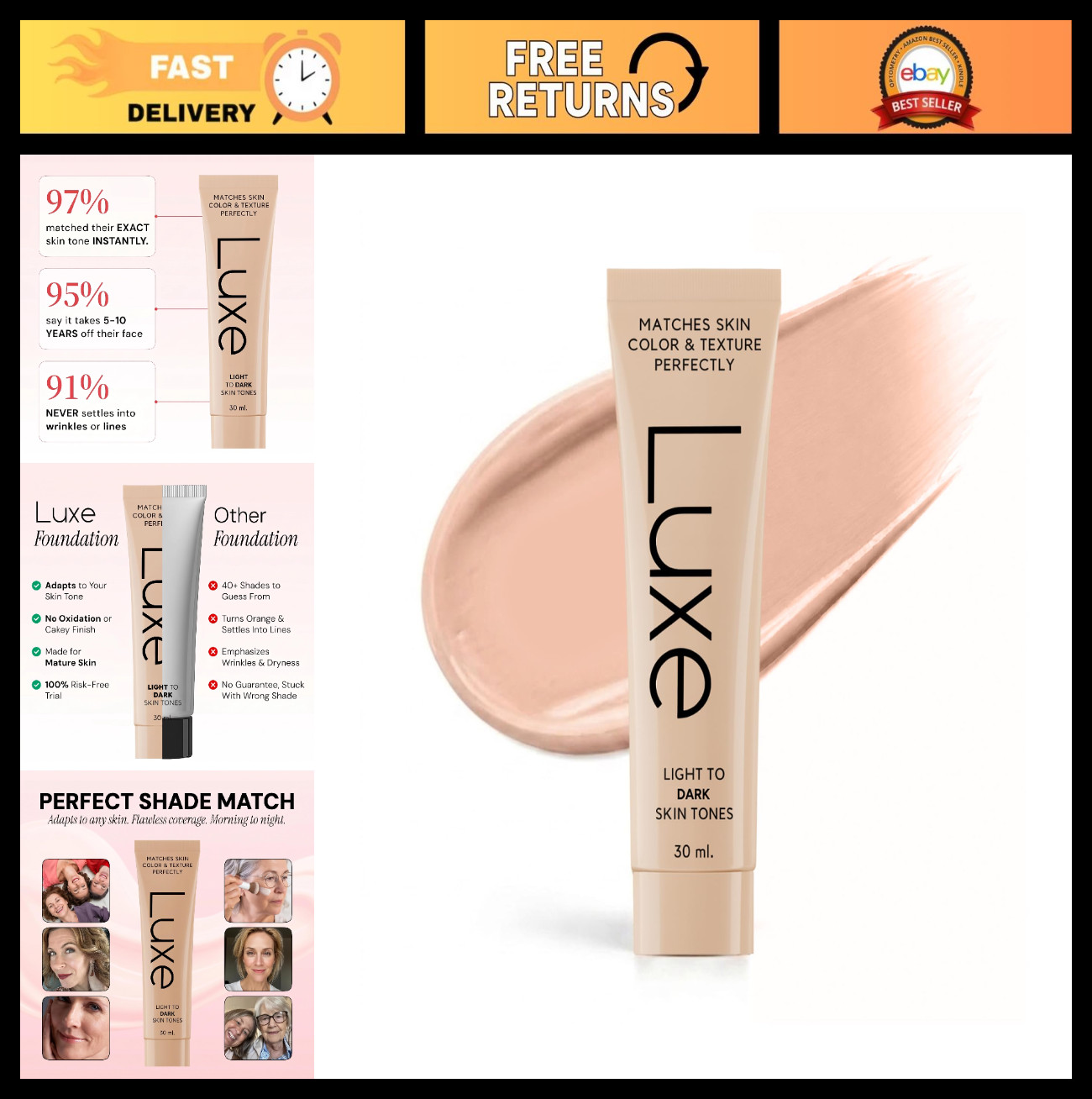 Color Changing Foundation – Light Shade, Long-Lasting, Flawless Finish, Makeup