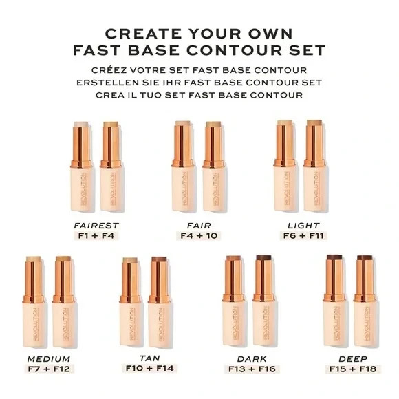 Makeup Revolution | Fast Base Stick Foundation F1-F12 Various Shades Available