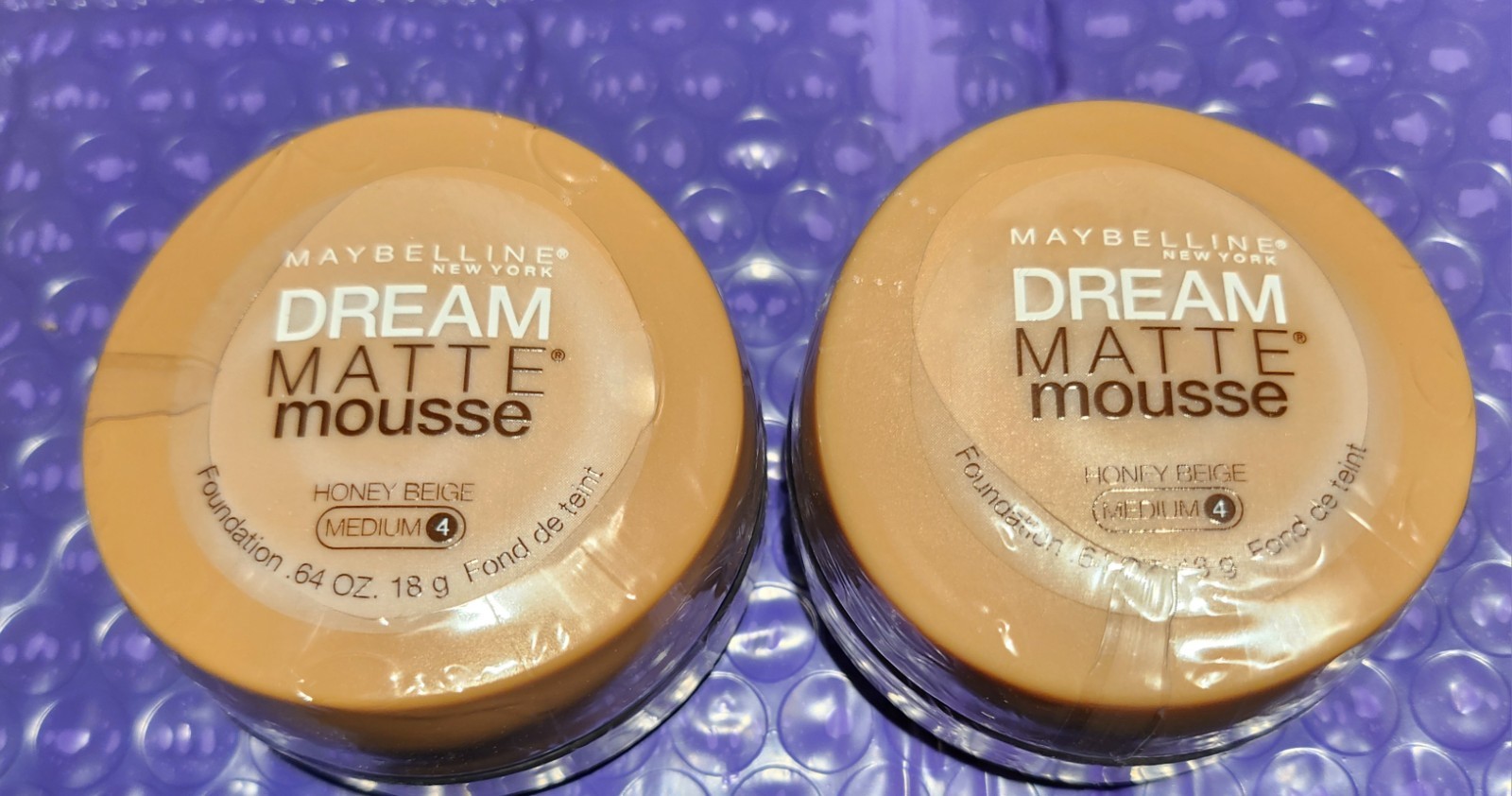2 PCS. Maybelline Honey Beige (Medium 4) Dream Matte Mouse Foundation Free SHIP