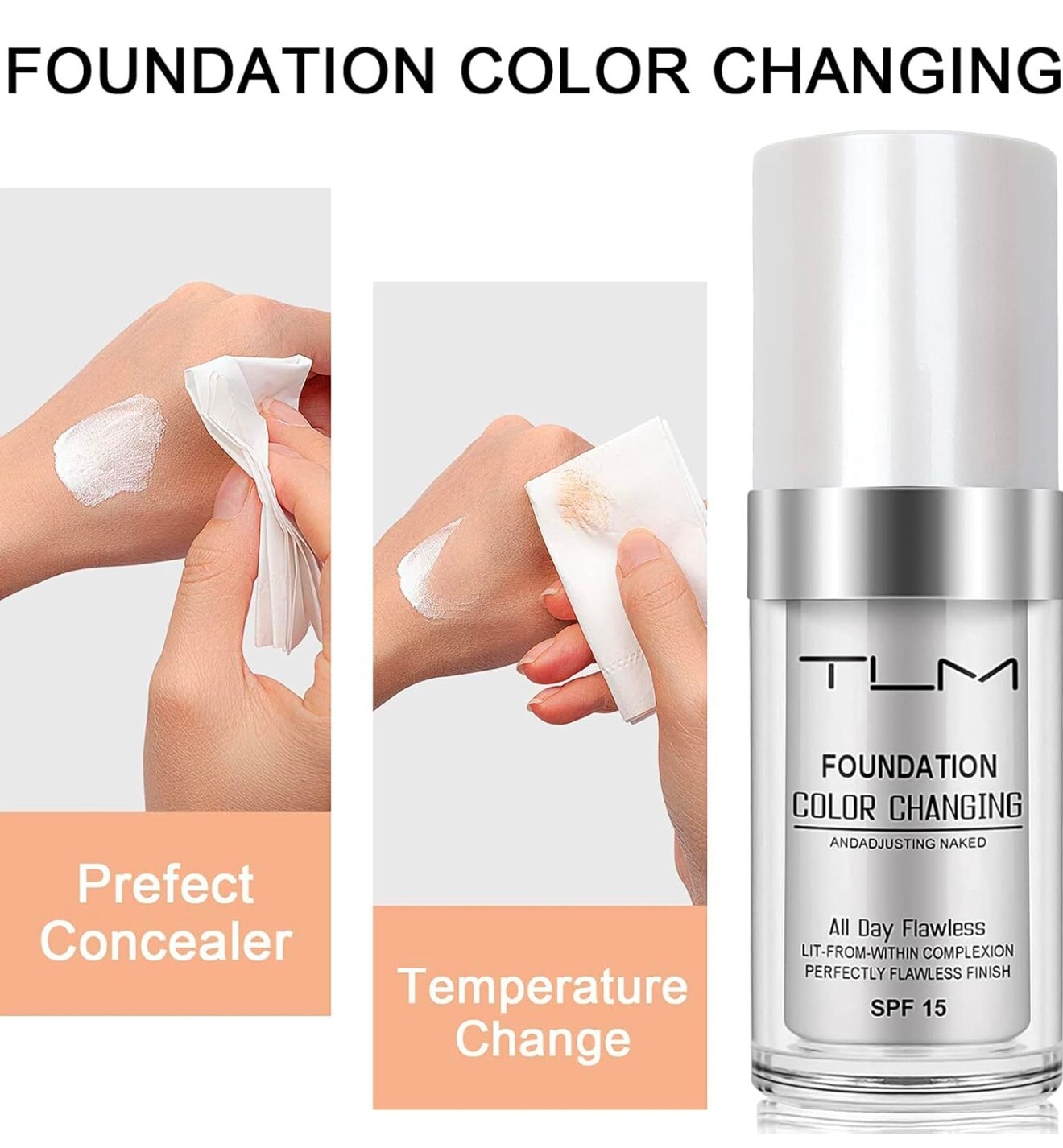 TLM Color Changing Foundation +Color Changing Blush , Liquid Base TLM Concealer