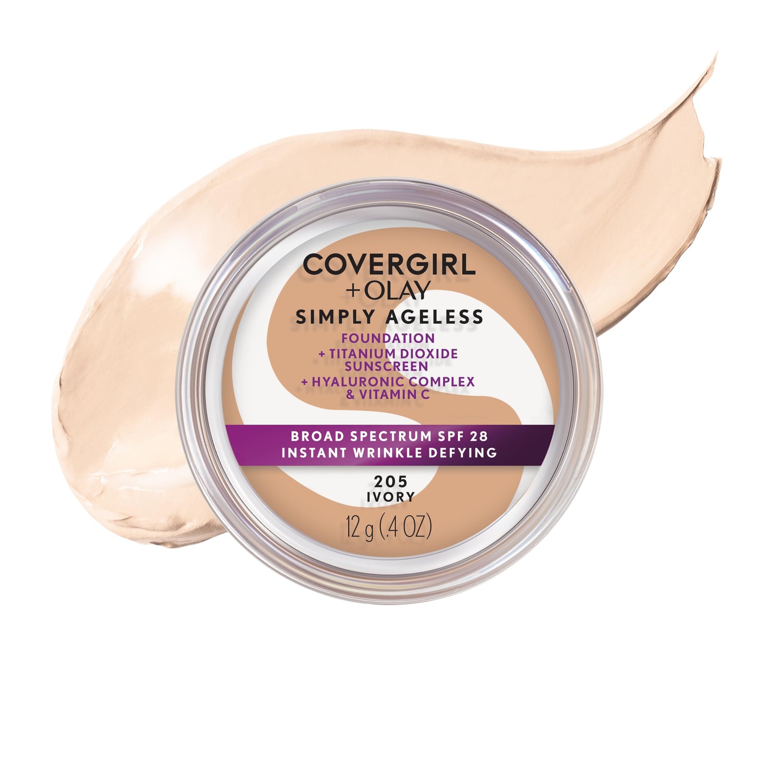 COVERGIRL Simply Ageless Instant Wrinkle 0.4 Ounce (Pack of 1), 205 Ivory