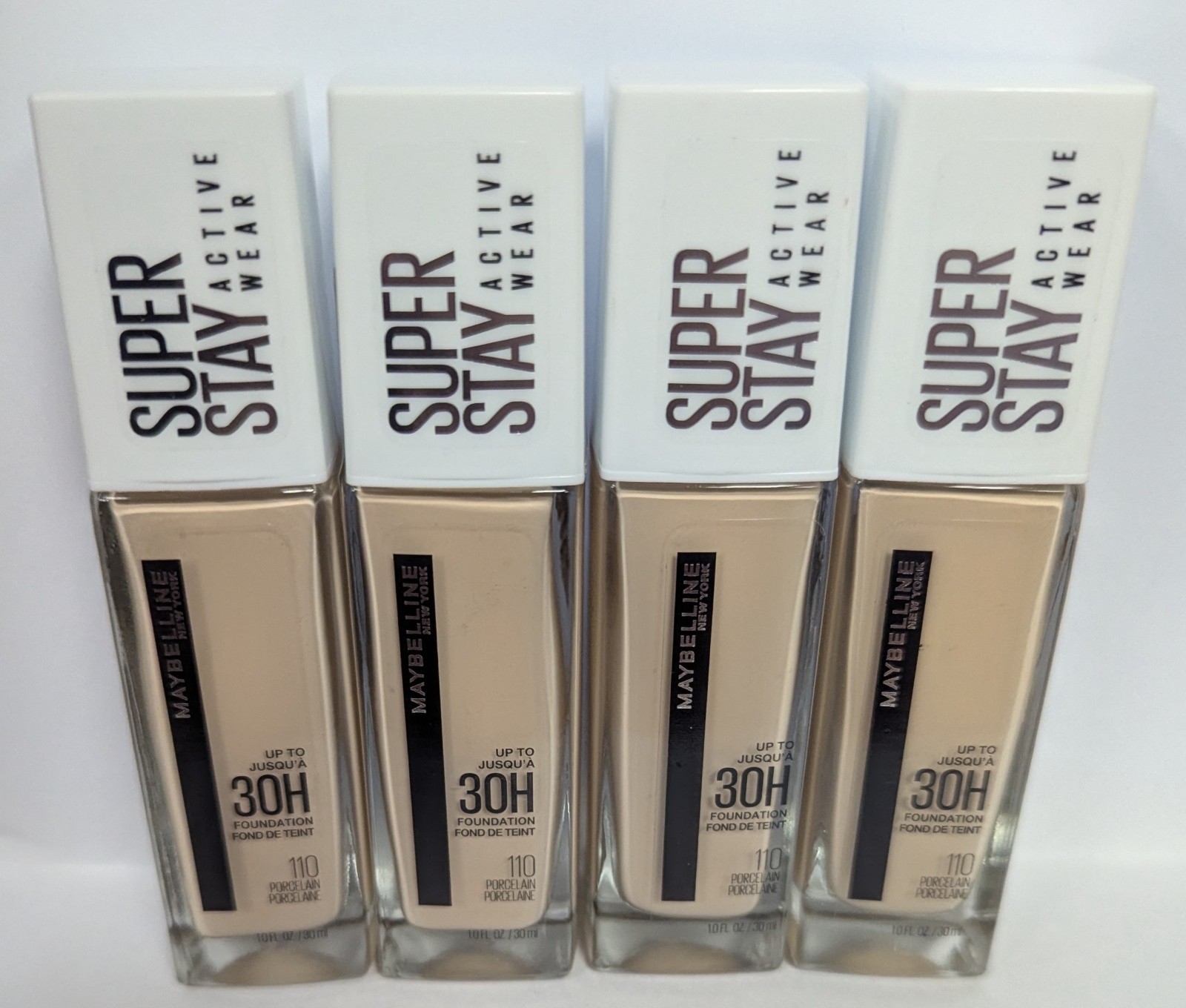 4 MAYBELLINE SUPERSTAY ACTIVE WEAR FOUNDATION 110 PORCELAIN 1oz NEW SEALED
