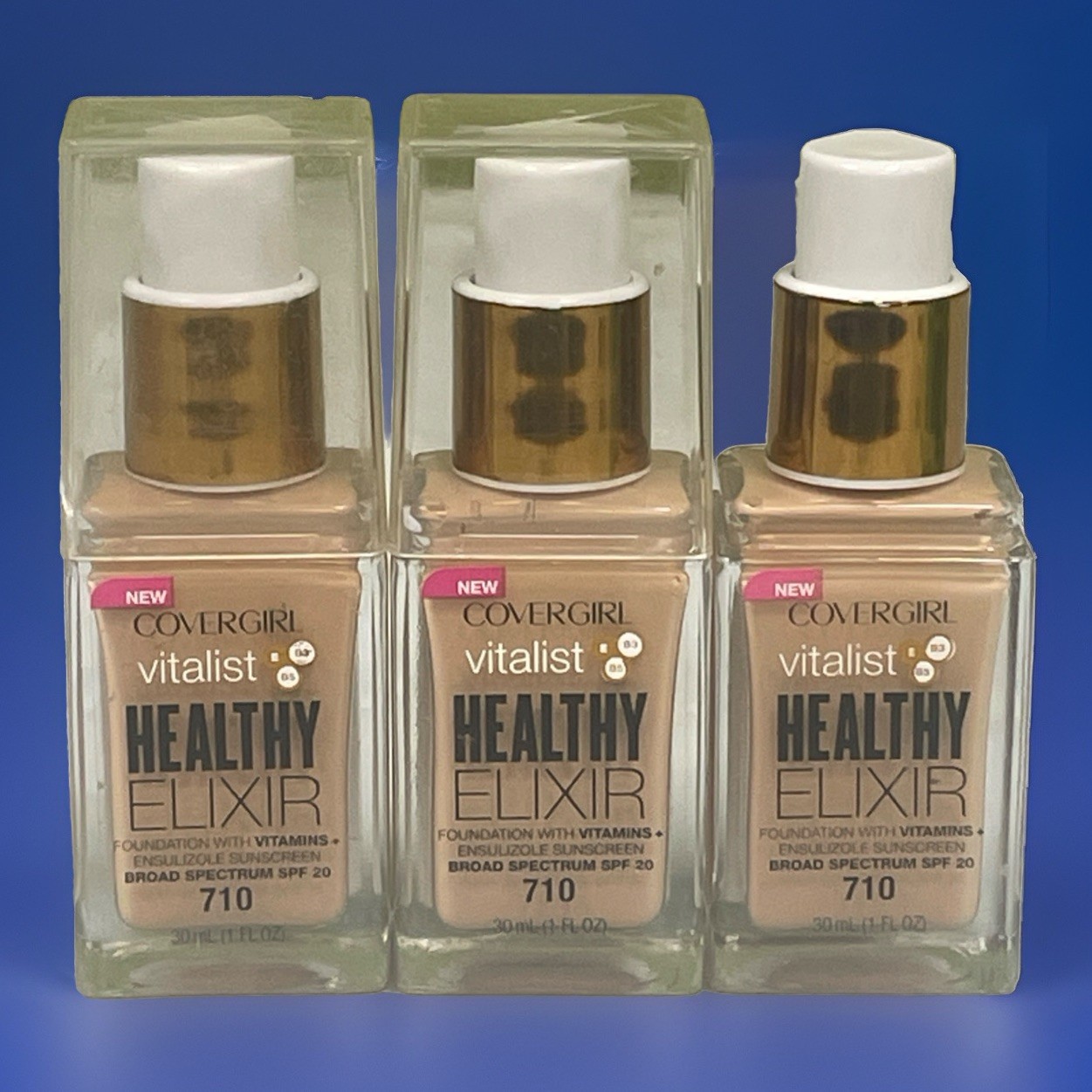 COVERGIRL VITALIST HEALTHY ELIXIR FOUNDATION 710 CLASSIC IVORY 3 BOTTLES