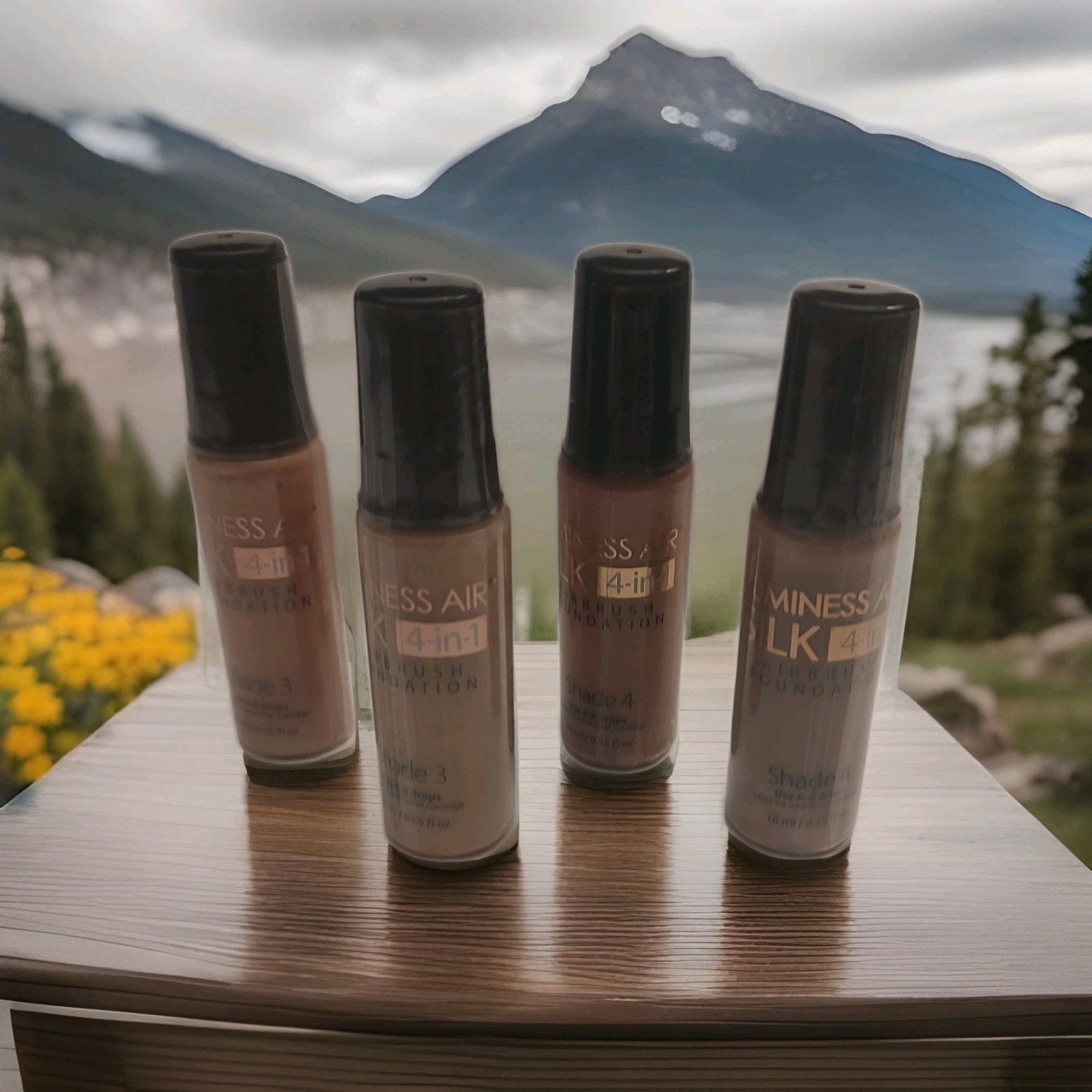 4 Bottles Luminous Air Silk 4-in-1 Airbrush Foundation (2) Shade 3 / (2) Shade 4