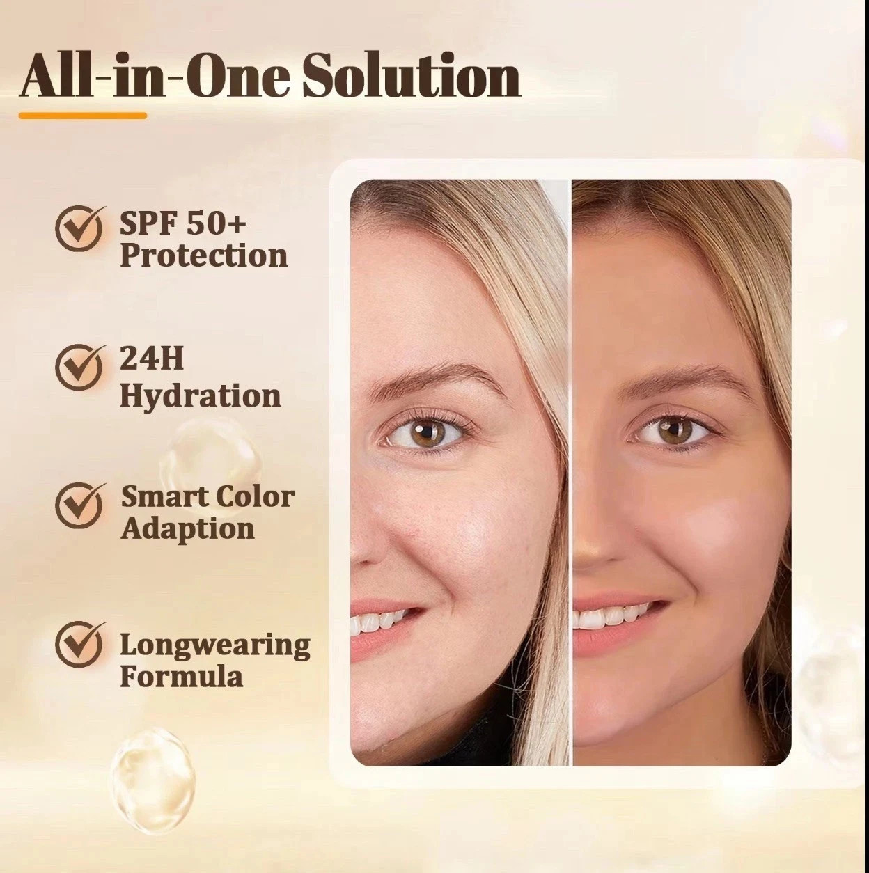 2 Pack 30g Color Changing Foundation SPF 50+ Longwear, Hydrating & Waterproof