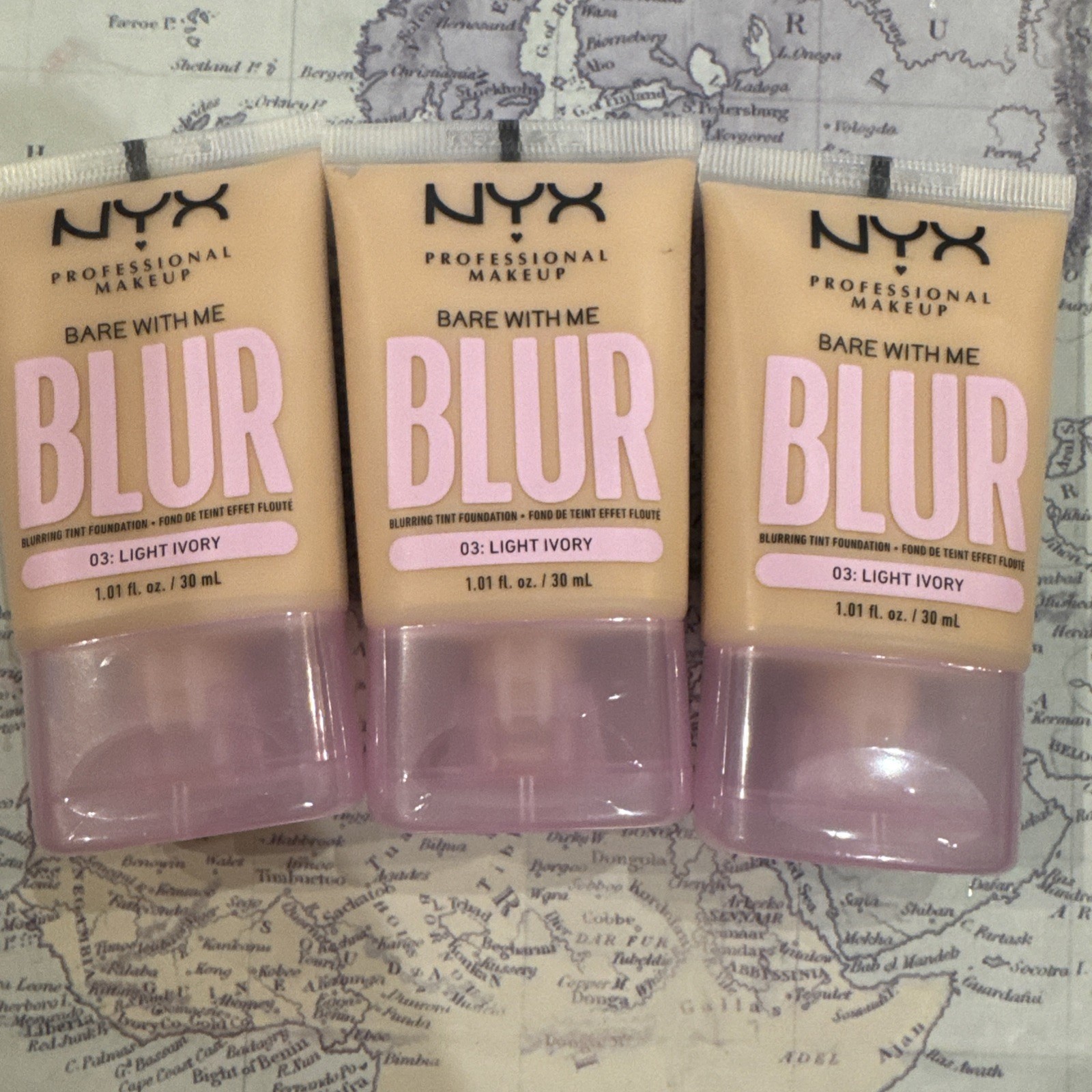 Lot 3 NYX Bare With Me Blur Tint Foundation “Light Ivory” Medium Coverage Sealed