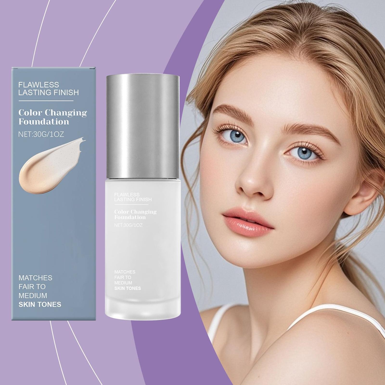 Zephoco Color Changing Waterproof Foundation Long-Lasting Hydrating Moisturizing