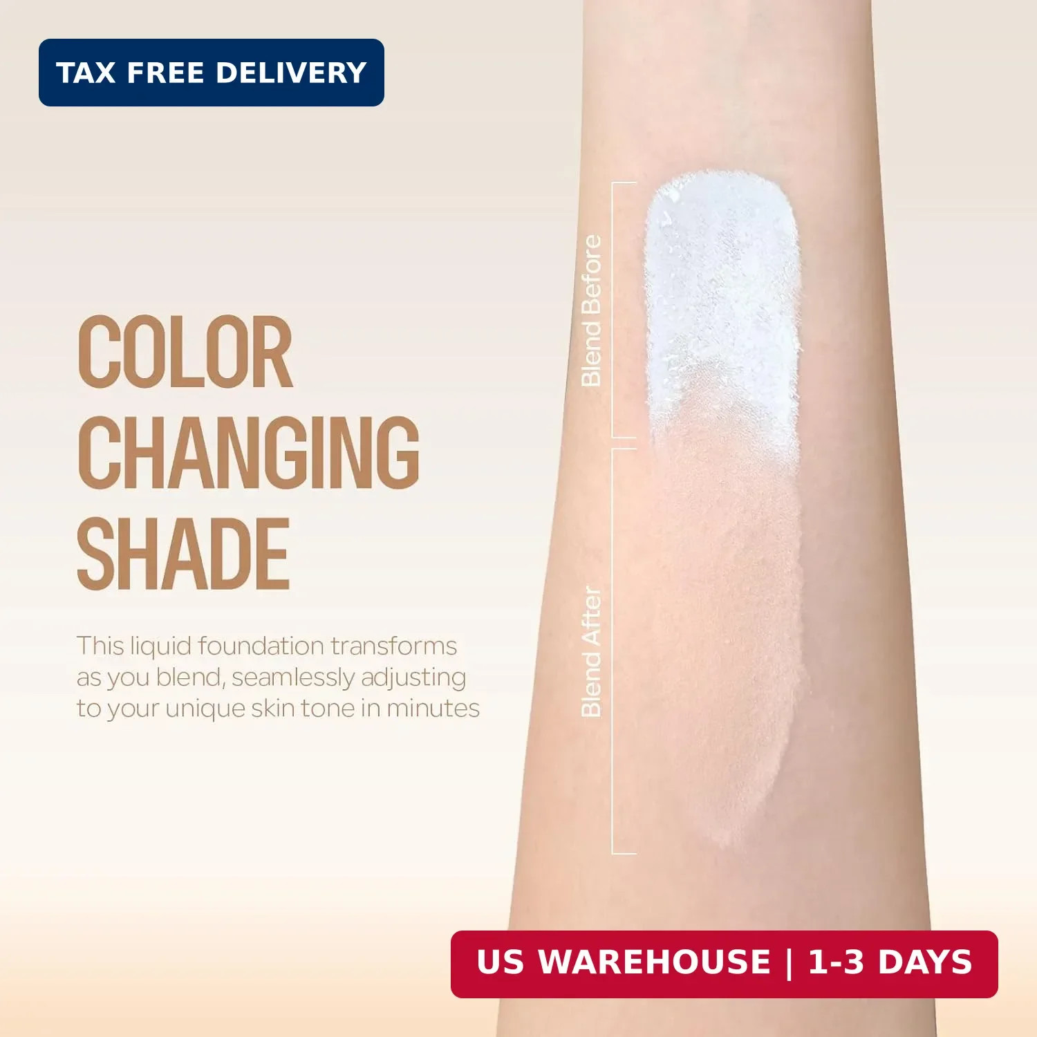 Liquid Color Changing Foundation with SPF 40, 3in1 Color Adjusting Foundation Ti