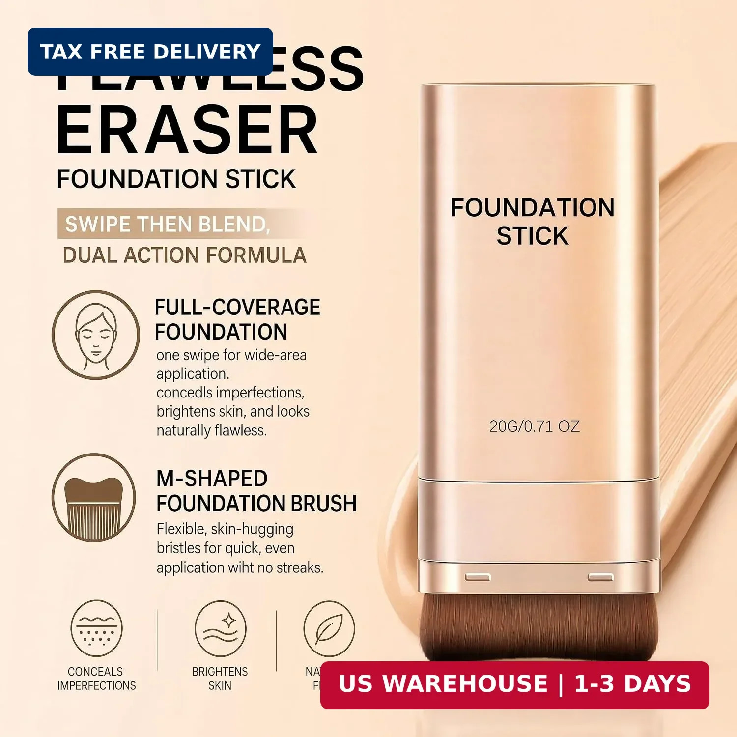 Luminous Dual-ended Concealer Foundation Stick, Korean Foundation Stick, Buildab