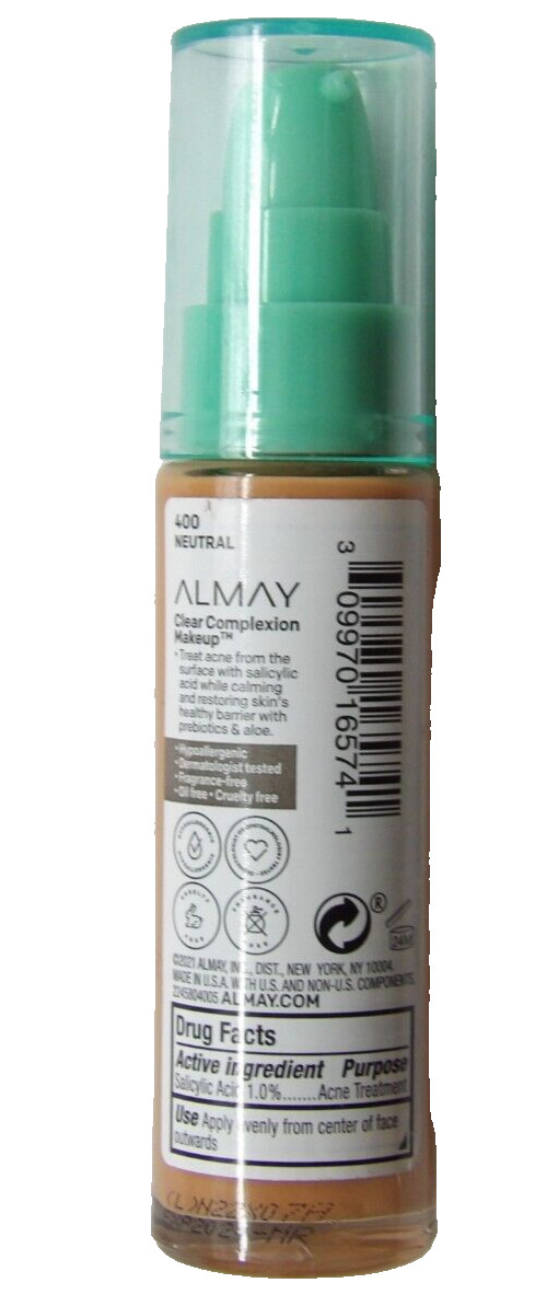 Almay Clear Complexion Makeup Salicylic Acid Probiotics & Aloe #400 Neutral NEW