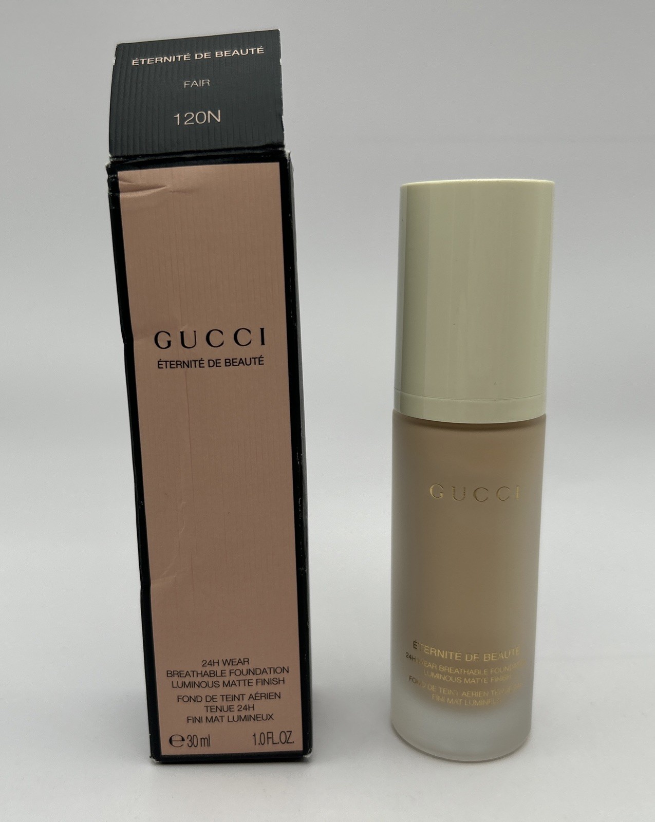 Gucci Foundation 24 Hour Full Coverage Luminous Matte Finish Fair 120N NIB 1 oz