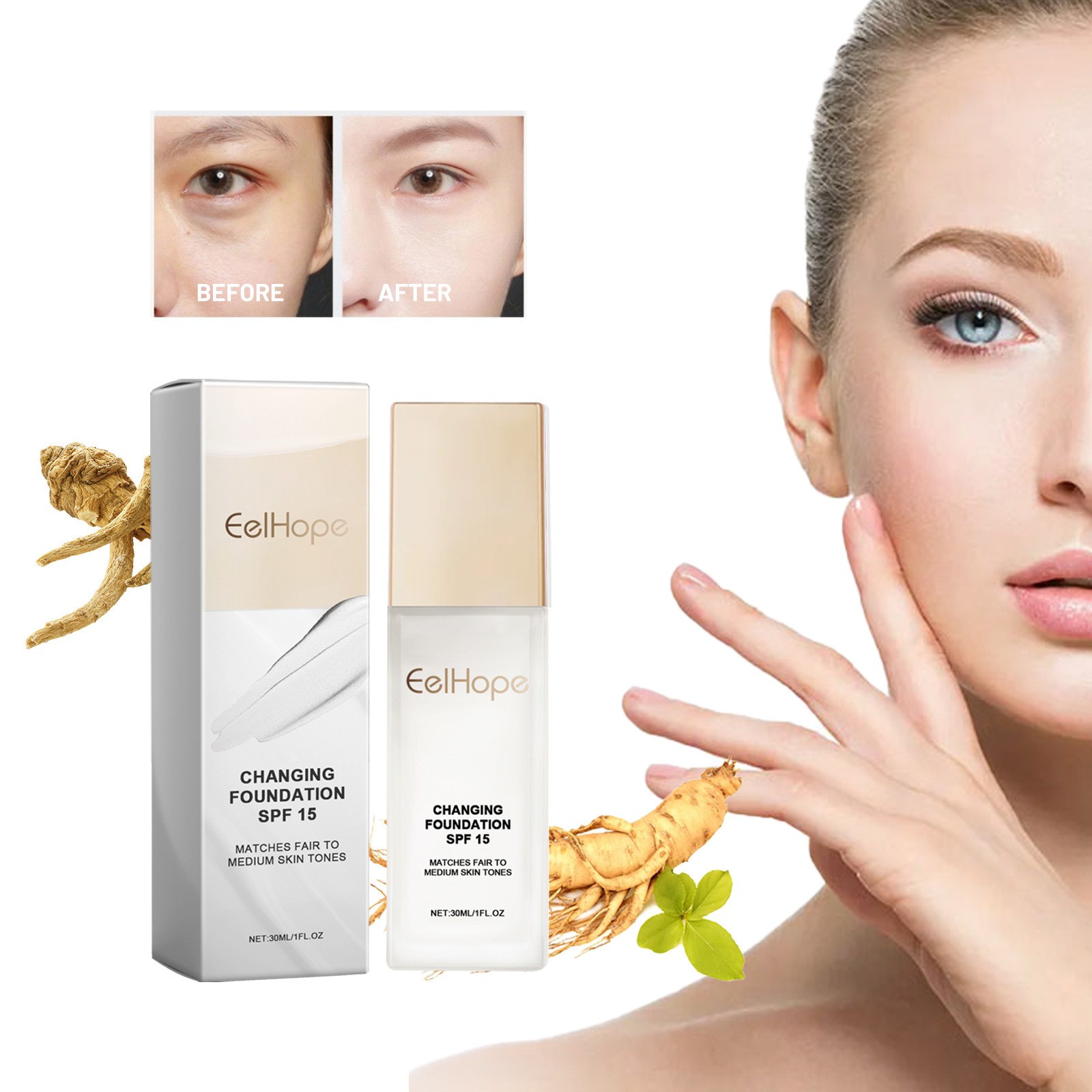 Colour Changing Foundation Medium Full Coverage Concealer BB Cream&CC Concealer