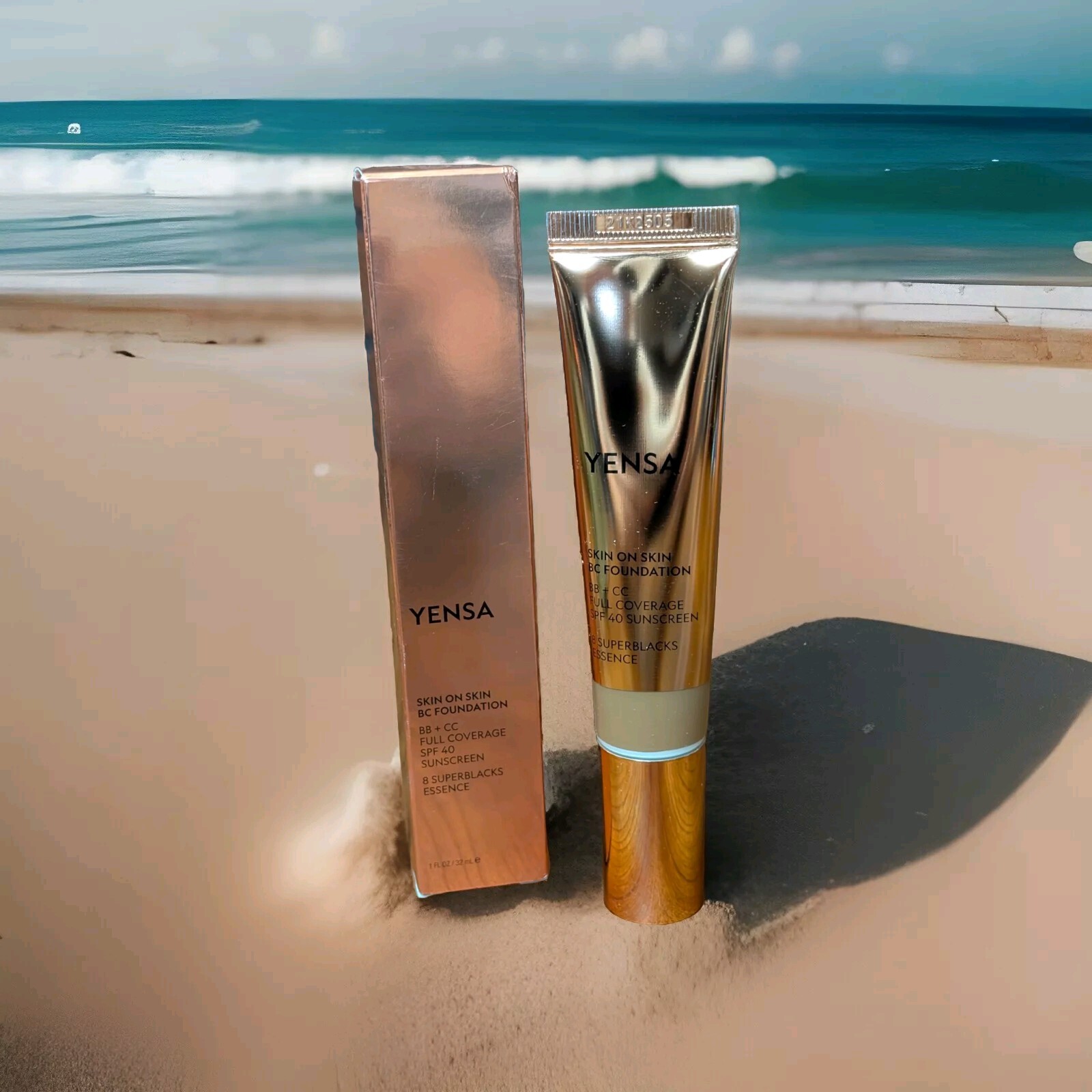 Yensa Beauty Skin on Skin BC Foundation In Deep Golden 1 Oz/32 ml NIB SPF 40