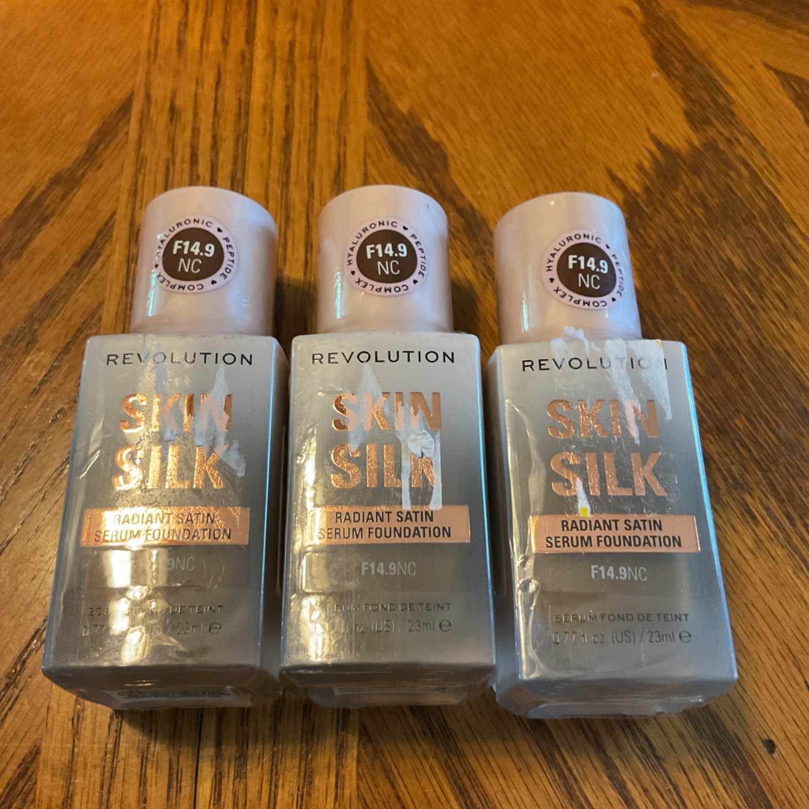 Lot of 3 Revolution Skin Silk Radiant Serum Foundation, 0.77 oz, F14.9NC