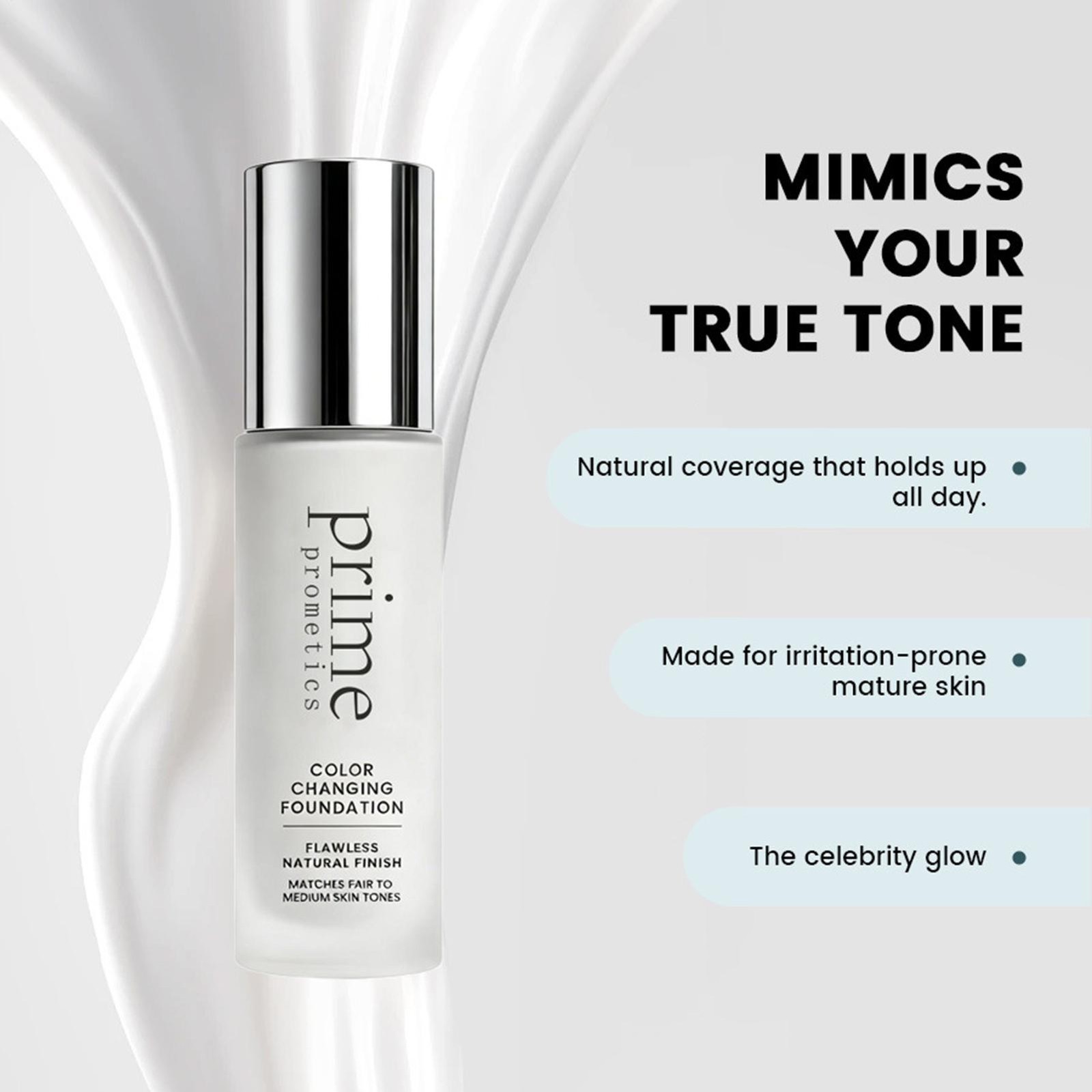 Prime Prometics Color Changing Foundation 30ml Natural Waterproof Sweatproof US