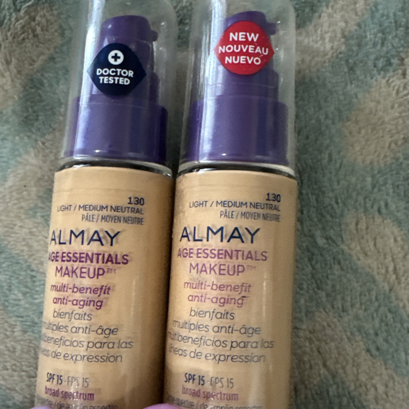 2x Almay Age Essentials Makeup Multi-Benefit SPF 15 130 Light / Medium Neutral