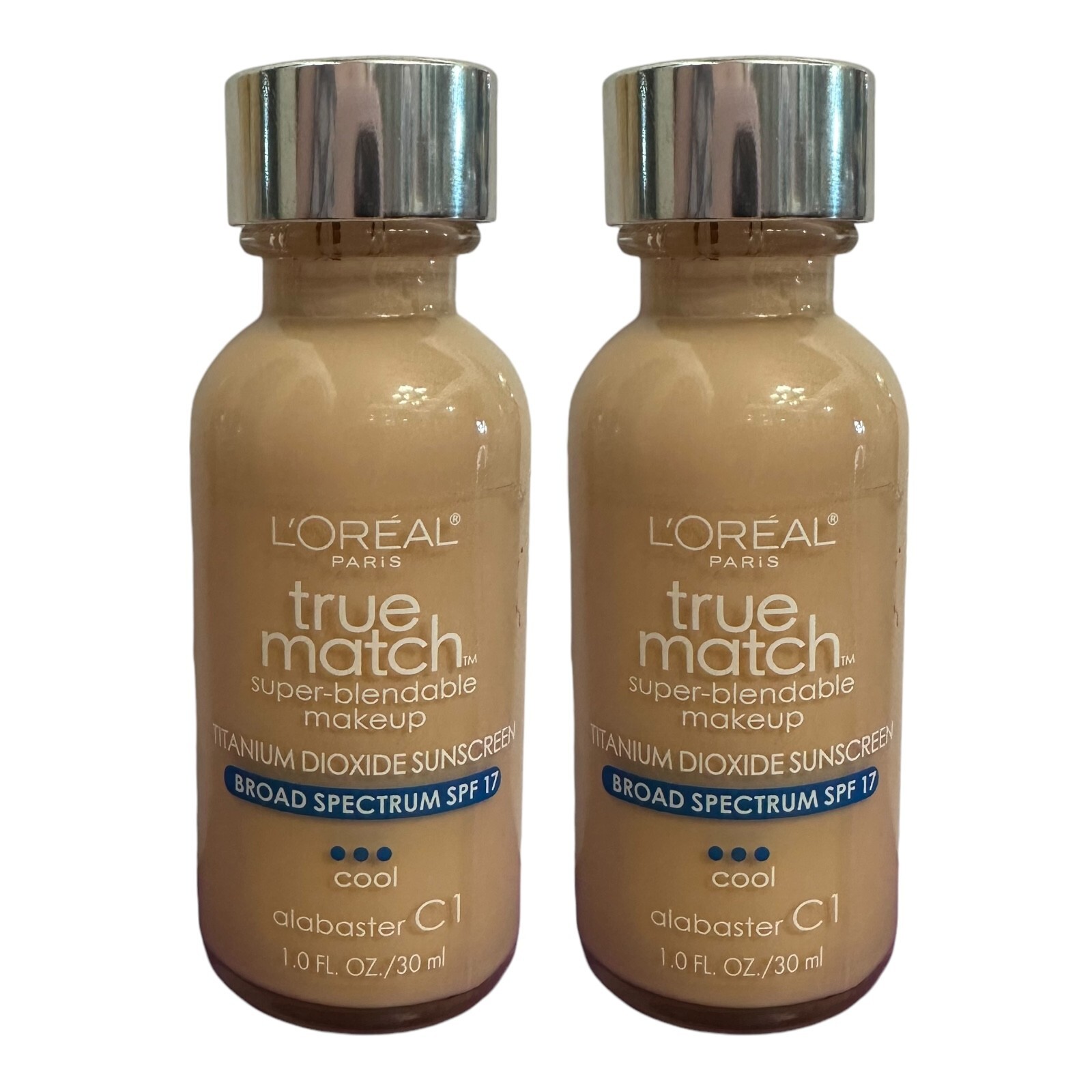 2 Pack L’Oreal True Match Super Blendable Liquid Foundation Cool C1 Alabaster
