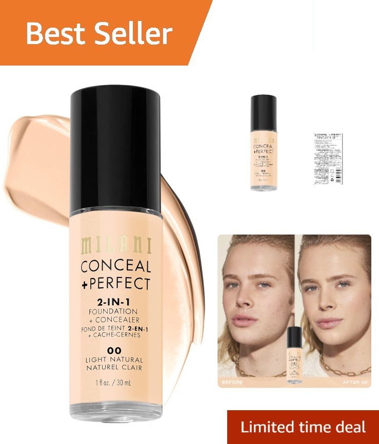 Cruelty-Free Liquid Foundation + Concealer – Light Natural, 29 Shades Available
