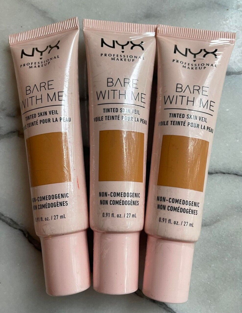 NYX Bare With Me Tinted Skin Veil Foundation in Cinnamon Mahogany Lot of 3
