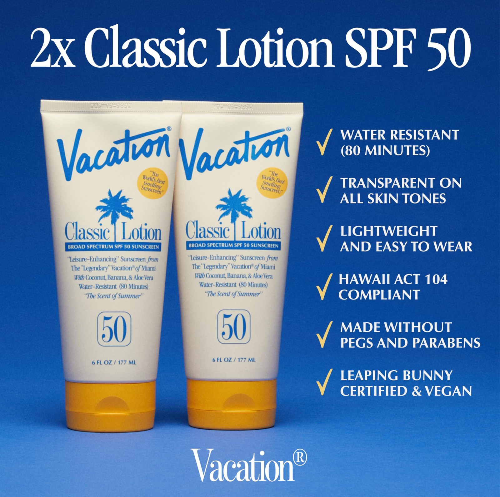Vacation Classic Lotion SPF 50 – Pack of 2 with Air 6 Fl Oz (Pack 2)
