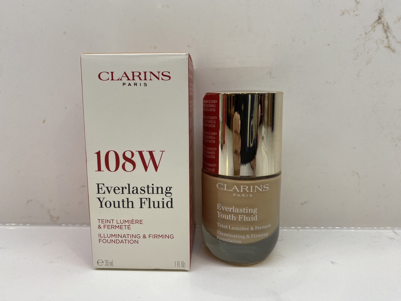 Clarins Everlasting Youth Fluid Foundation 108W NIB 1 oz