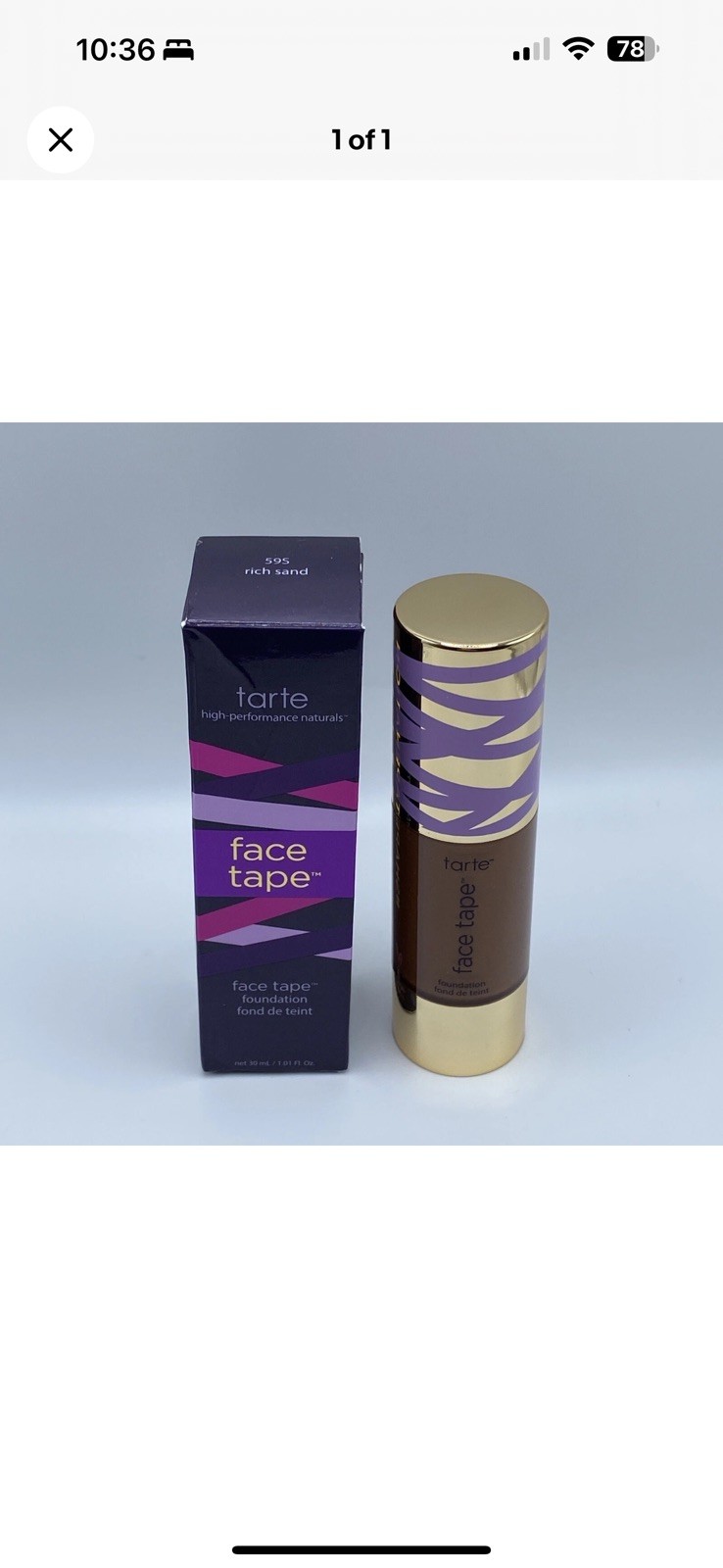Tarte Shape Tape Matte Foundation 59S RICH SAND – 1.01 oz / 30 ml – New in Box
