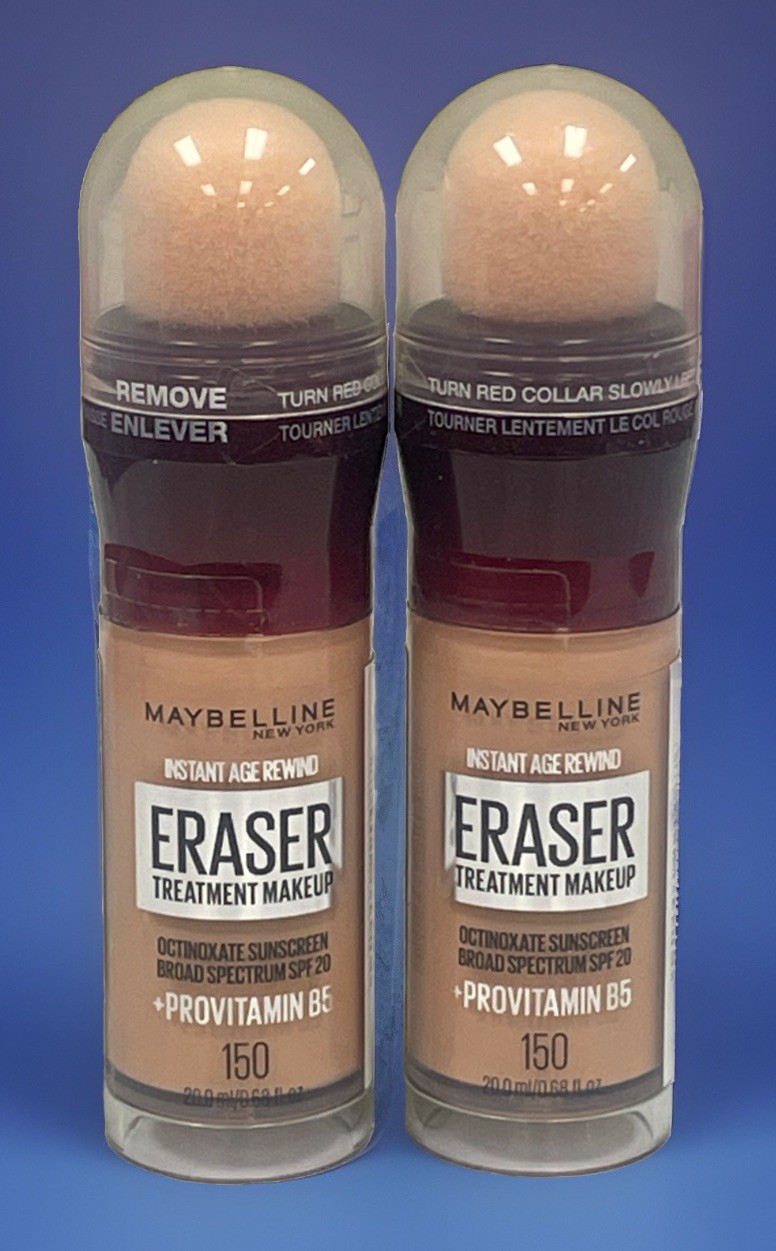 Maybelline Instant Age Rewind Eraser 150 Classic Ivory Foundation Lot Of 2