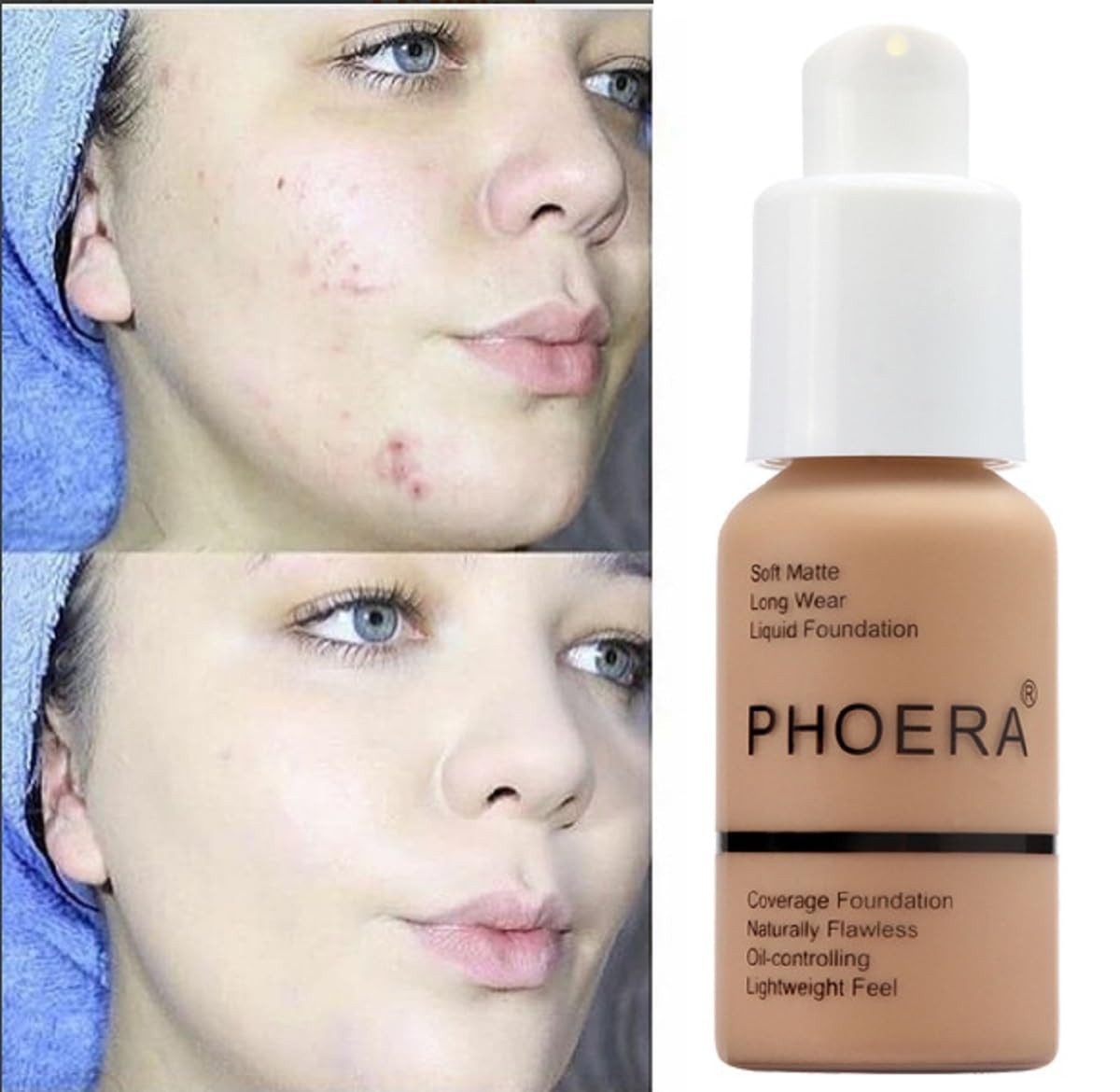 1 Fl Oz PHOERA Foundation – Lightweight Waterproof Makeup with Full Coverage