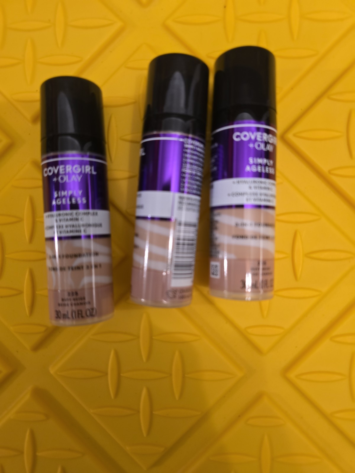 Lot of 3 COVERGIRL + Olay Simply Ageless 3-in-1 Liquid Foundation 225 Buff Beige