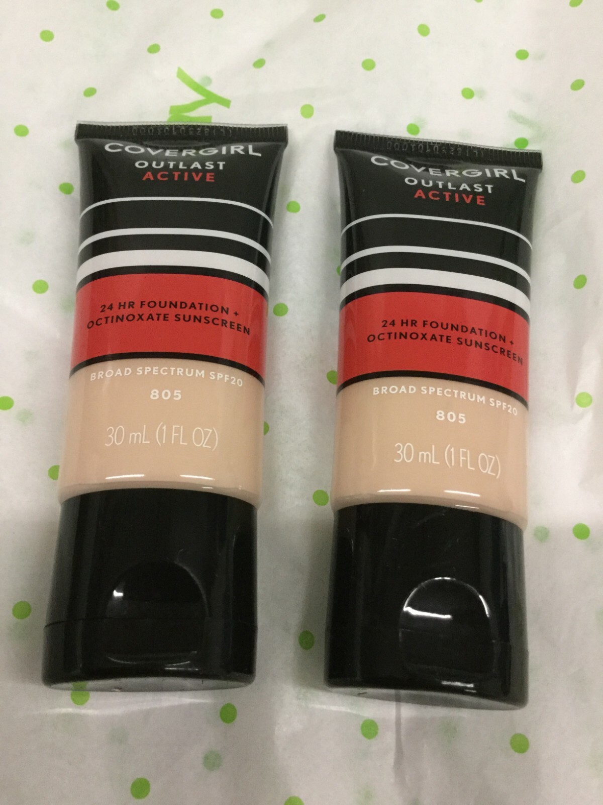 2 X COVERGIRL Outlast Active 24 Hours Foundation SPF 20-#805 IVORY NEW