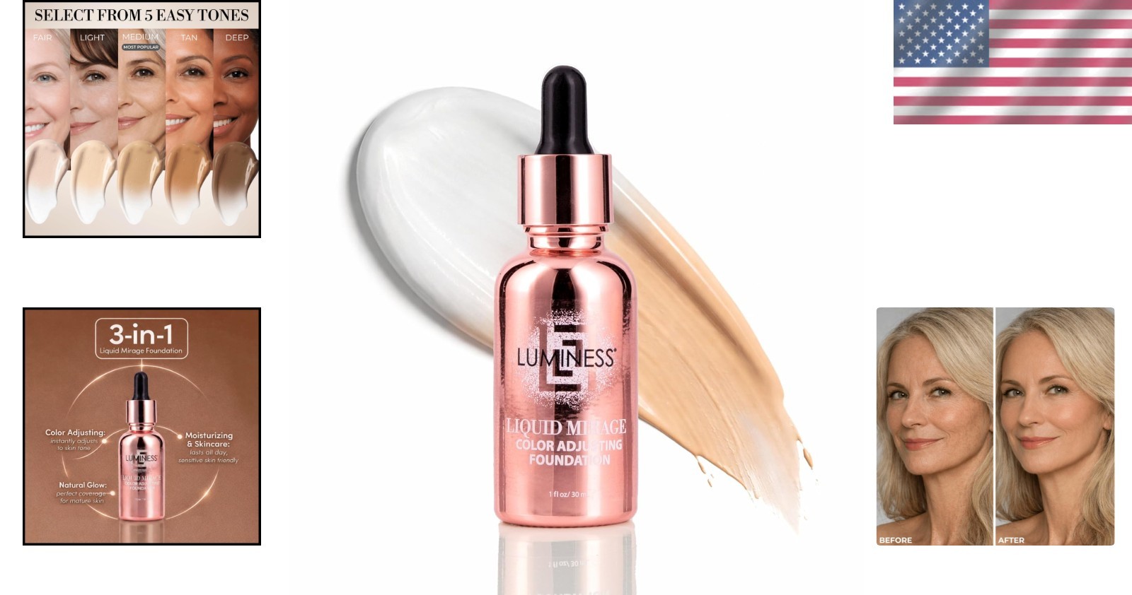 Hydrating Color Adaptive Makeup Foundation with Hyaluronic Acid & Vitamin E 3oz