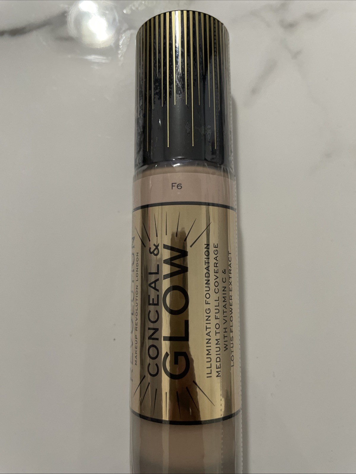 REVOLUTION Conceal & Glow Foundation F6 Vitamin C & Lotus Flower Extract – NEW