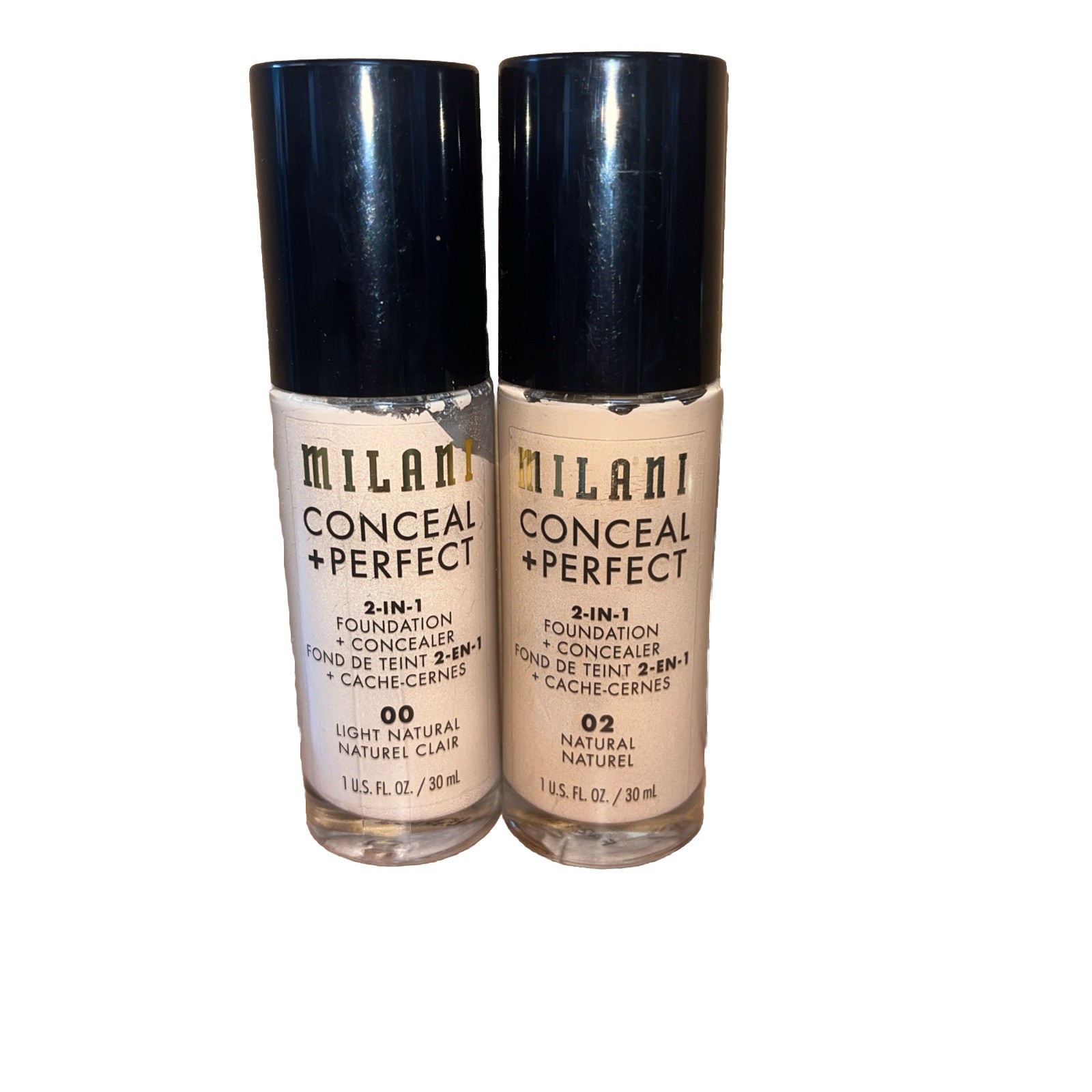 2pk(02&00) Milani NATURAL 02 Conceal + Perfect 2-in-1 Foundation + Concealer 1oz