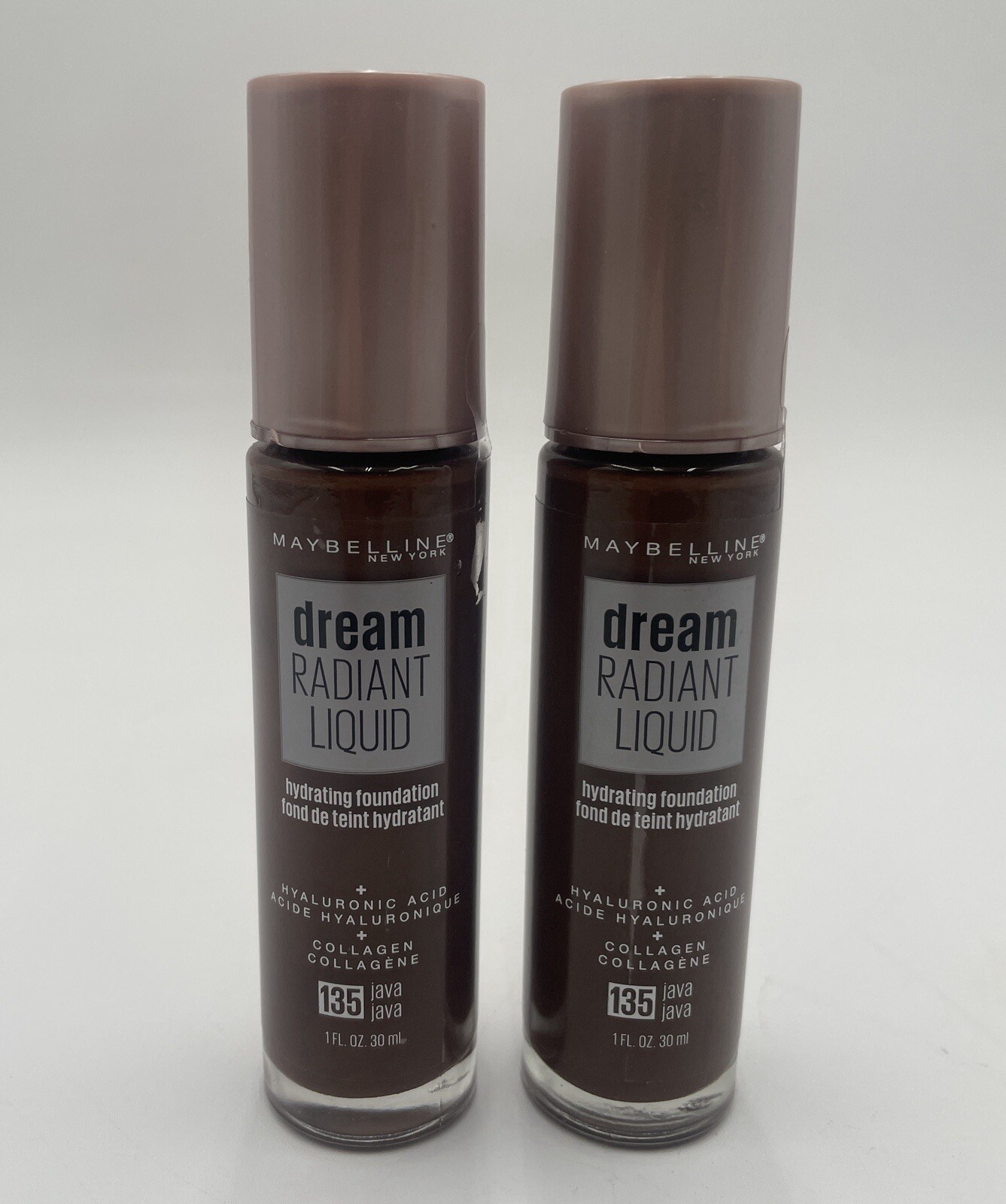 Lot of 2 Maybelline Dream Radiant Liquid Foundation Hydrating #135 Java