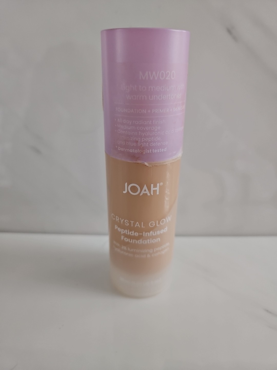 JOAH Crystal Glow Foundation Medium Warm MW020 Peptide Hyaluronic 1.01oz New