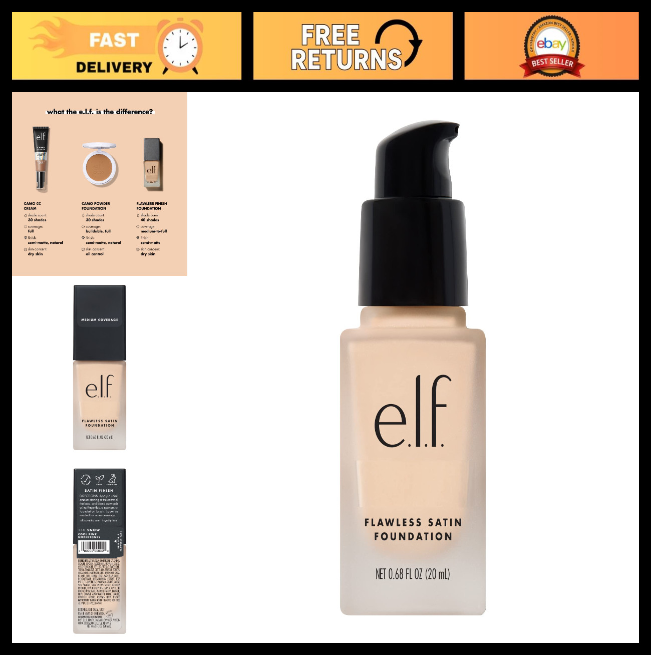 Lightweight Medium Coverage Foundation, Semi-Matte Finish, Vegan, Cruelty-Free,