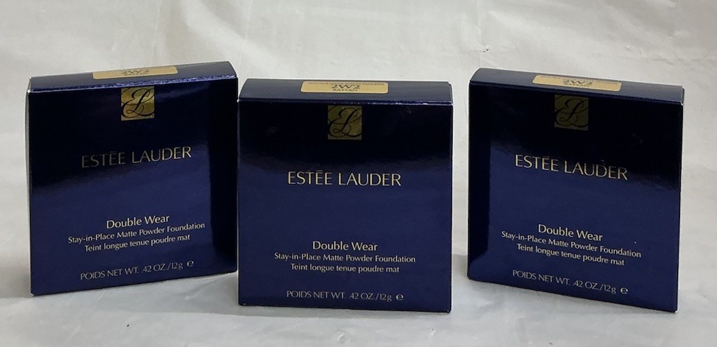 3 PACK DOUBLE WEAR MATTE POWDER FOUNDATION. 2W2 RATTAN. .42OZ.
