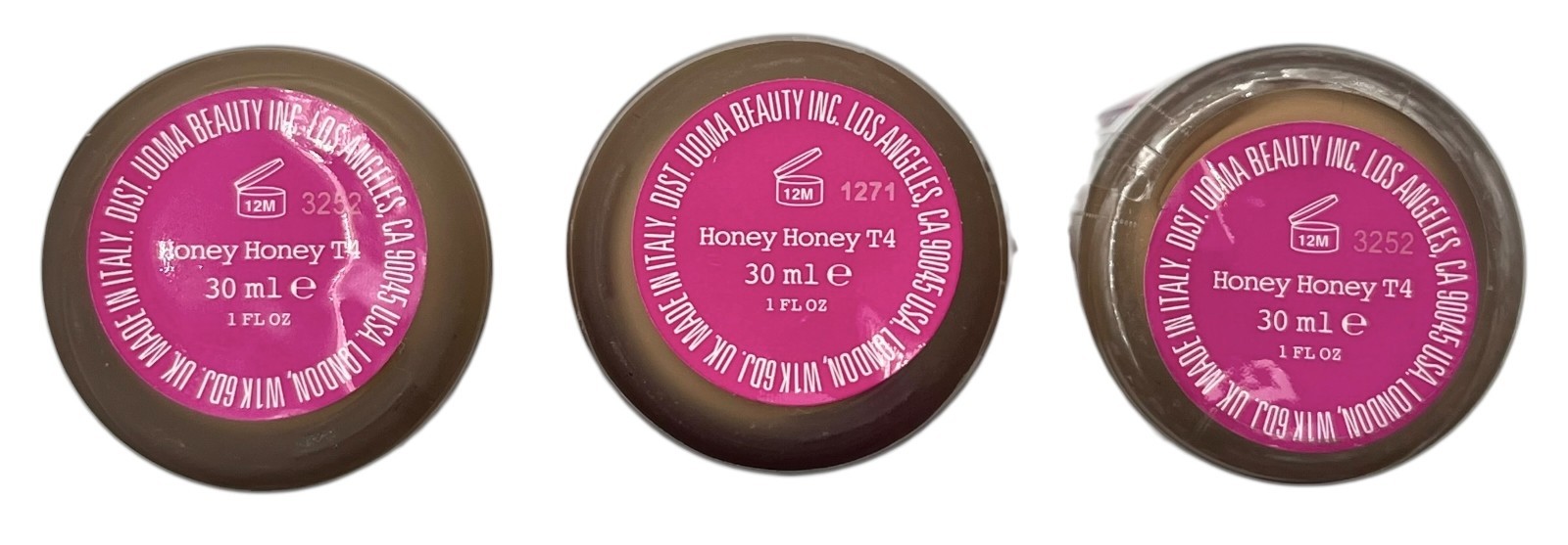 3 Pack UOMA By Sharon C Flawless IRL Skin Perfecting Foundation Honey Honey T4