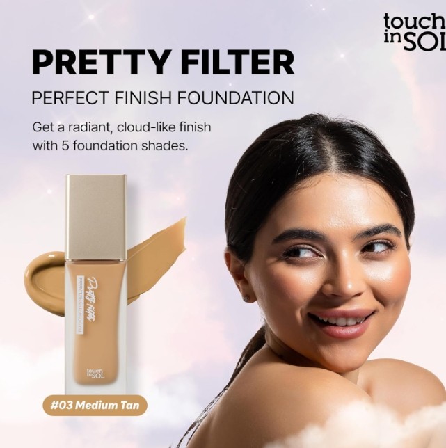 TOUCH IN SOL Pretty Filter Perfect Finish Foundation 35g #03 Medium Tan K-Beauty