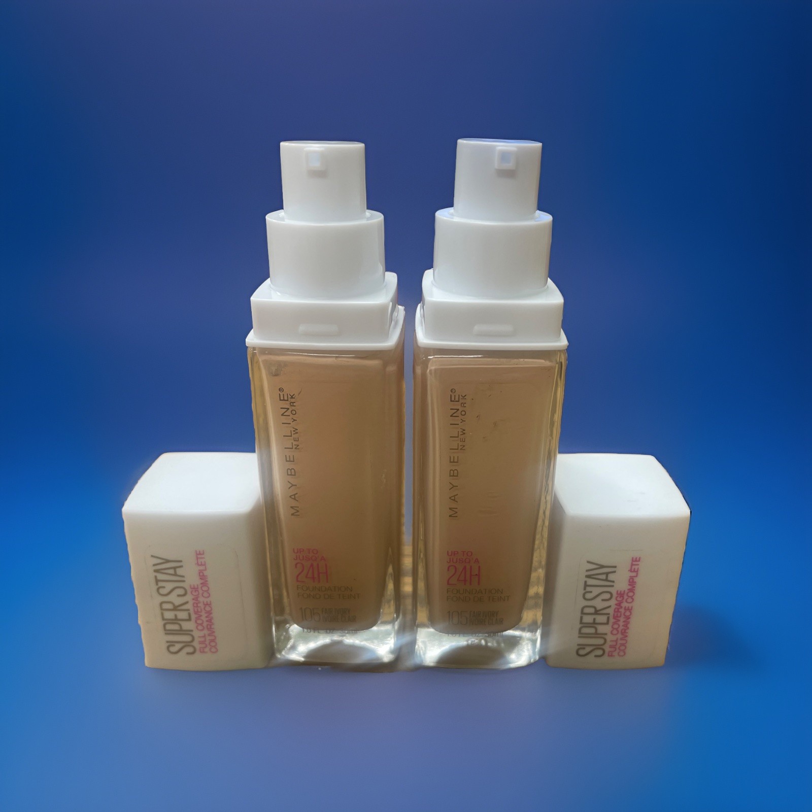 Maybelline Superstay Full Coverage 24HR Foundation 105 Fair Ivory Lot Of 2 Read