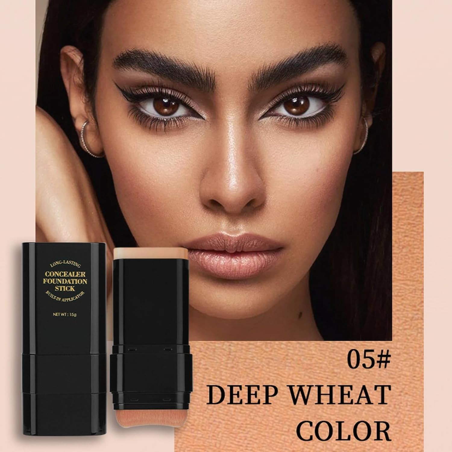 Full Coverage 2-in-1 Foundation & Concealer Stick – Wheat Color, Paraben-Free