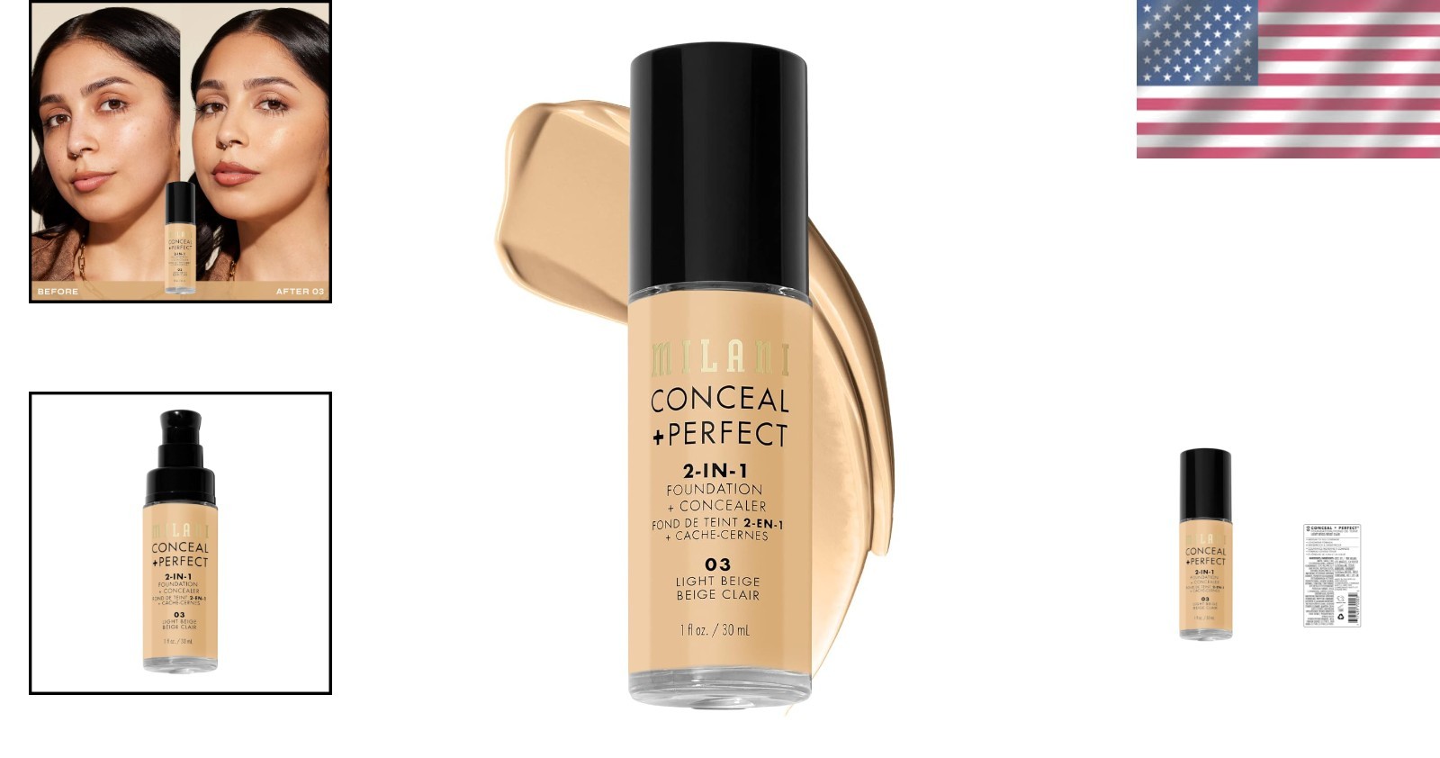 Conceal + Perfect Liquid Foundation – Light Beige, 1 Fl. Oz. All-Day Flawless