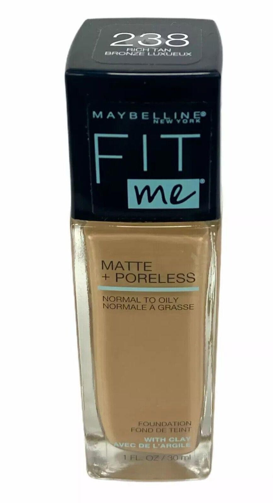 Maybelline Fit Me Matte+ Poreless Foundation 238- Rich Tan, 1 fl. oz. New