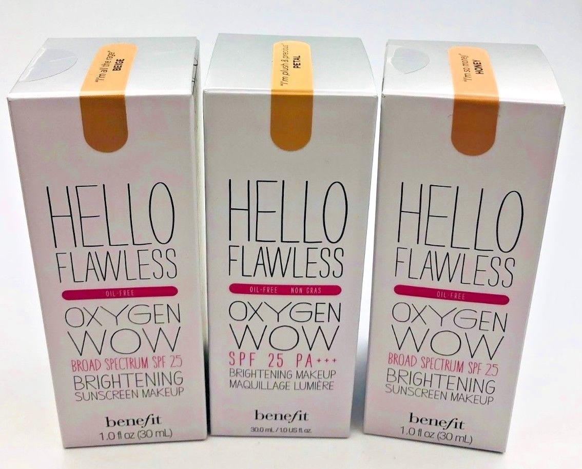 BENEFIT HELLO FLAWLESS OXYGEN WOW SPF25 BRIGHTENING MAKEUP 1OZ/30 ML YOU PICK!