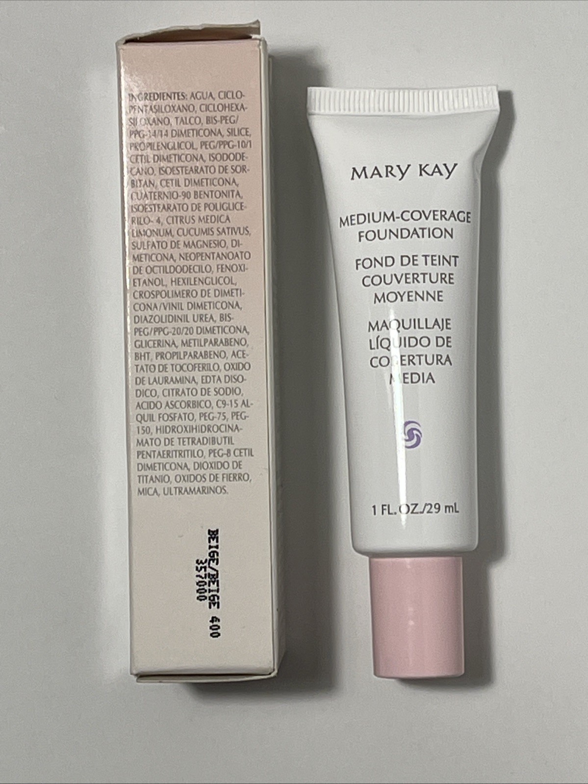 Mary Kay Medium Coverage Foundation BEIGE 400 #357000 Pink Cap Discontinued NIB