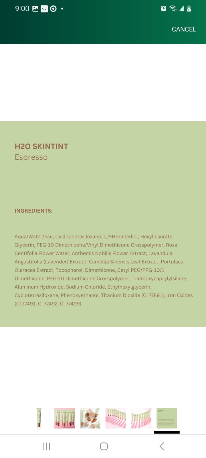Pixi Beauty H2O SkinTint Tinted Face Gel, 1.2 fl oz / 35 ml, No 6 Espresso