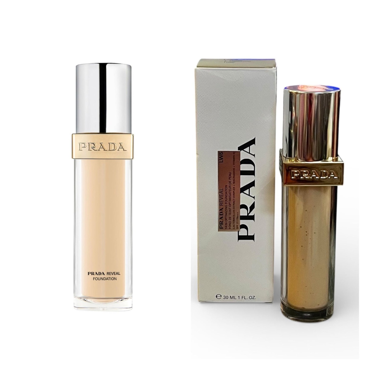 Prada Reveal Skin-Optimizing Refillable Soft Matte Foundation in shade LW5. MSRP