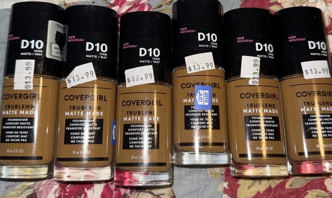 Lot Of 6 Covergirl Trublend Matte Made Foundation Golden Caramel D10